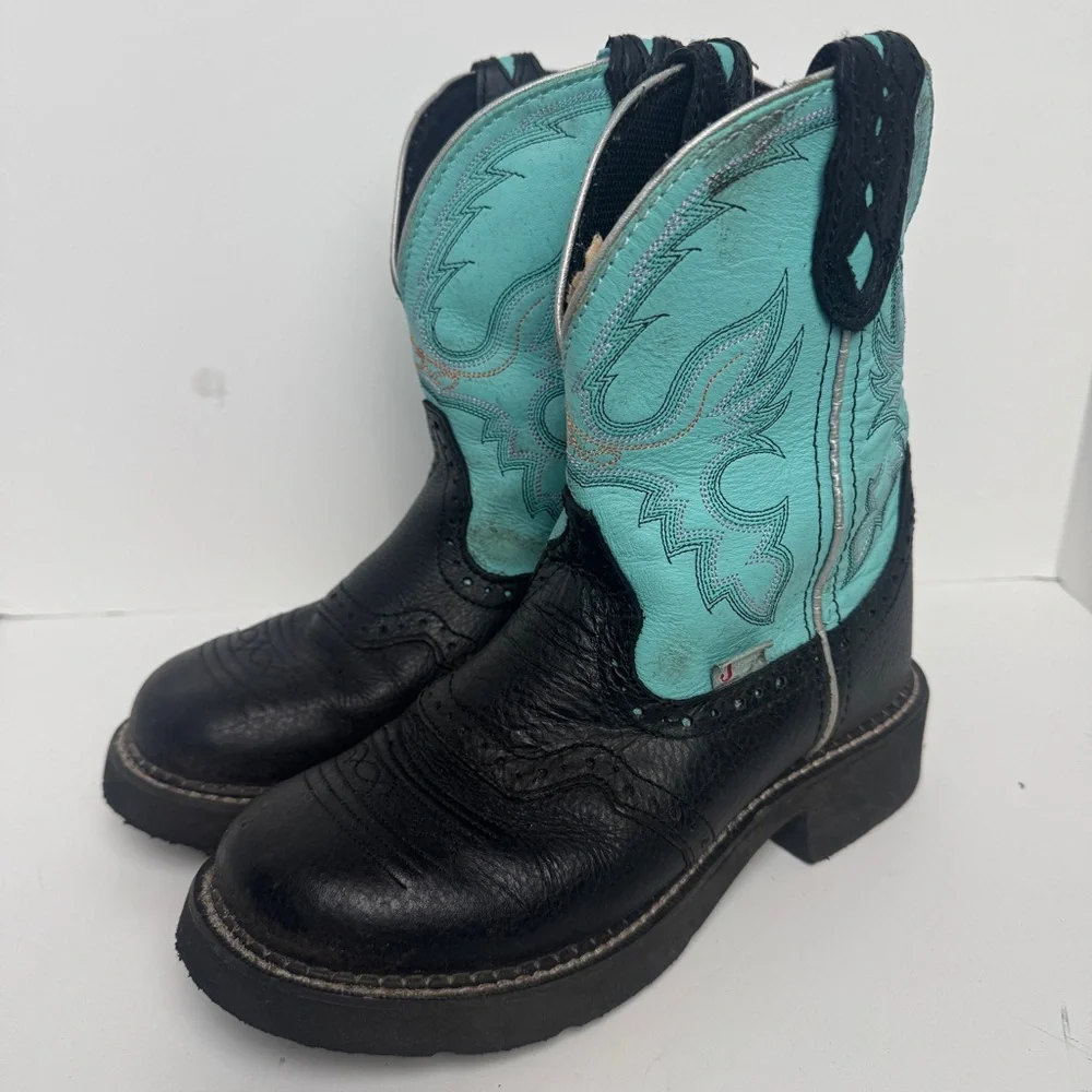 Justin Gypsy Turquoise Boots Girls Sz 6‎ 1/2 B